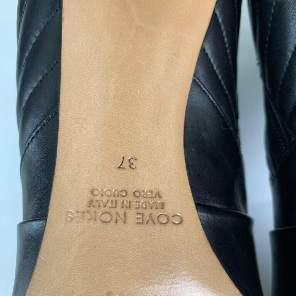 🟣🟣🟣 COYE NOKES Womens Size 37/7 Black Leather Ankle Laced Cap Toe Zip Boots - Picture 3 of 9